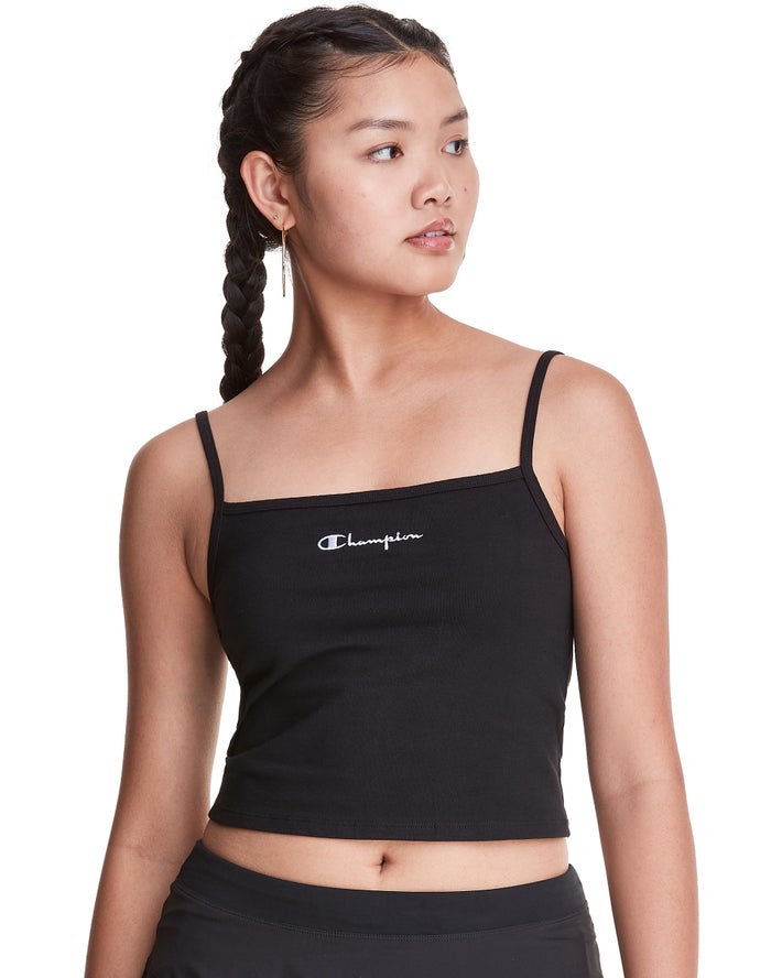 Champion Cropped Cami Kadın Tişört Siyah ( DVPBQT541 )